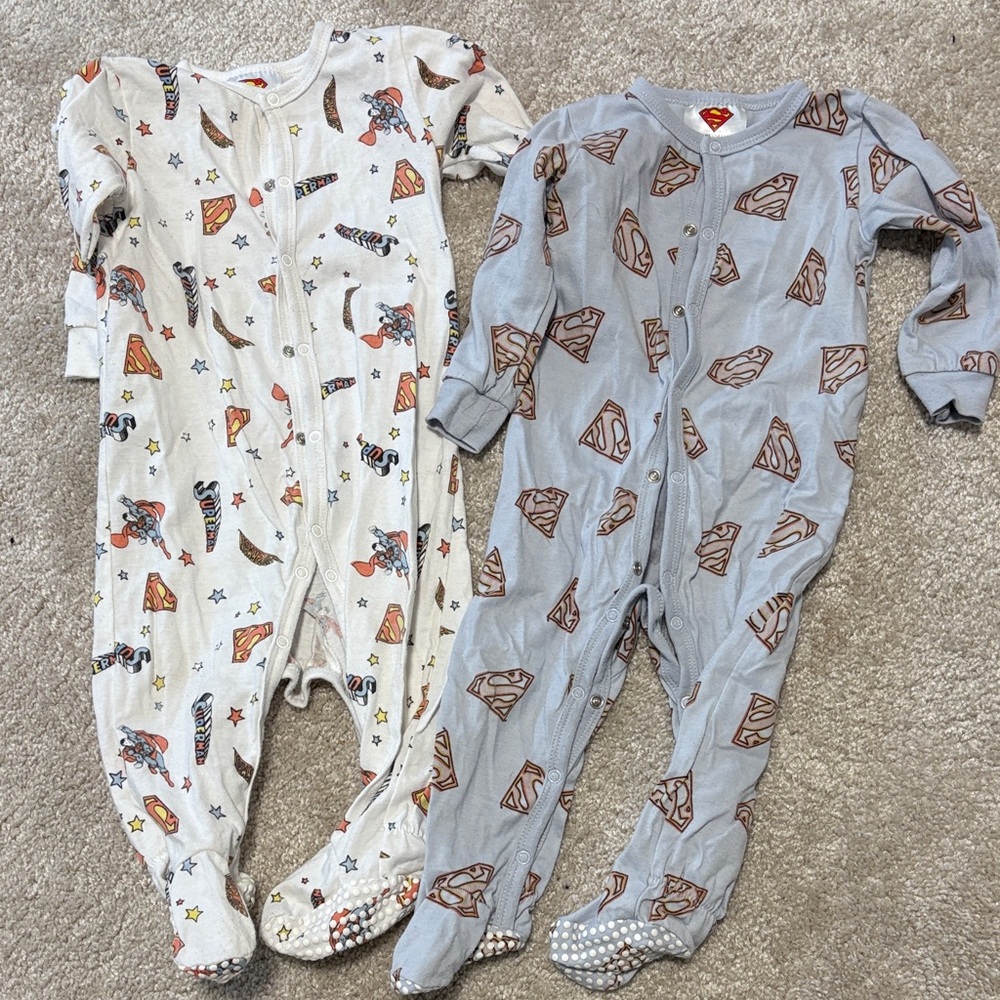Superman Themed Kids One Pieces - white and blue
